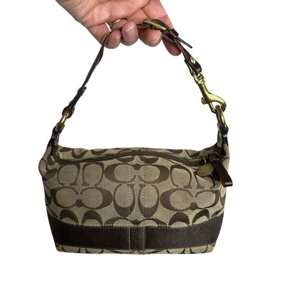 Y2K Coach Micro Mini Bag Purse Handbag Signature Sufflette Canvas Top Zip Pouch - Picture 1 of 15